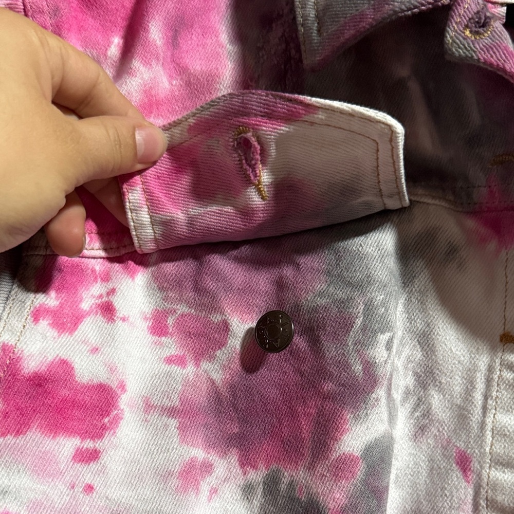 Pink and Gray Tie-Dye Fringe Jacket - Picture 5 of 10